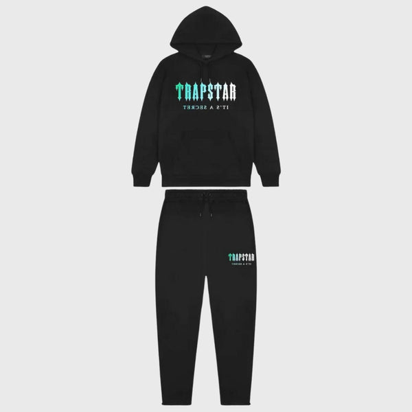 Trapstar Decoded Hooded Tracksuit Black/Teal Gradient