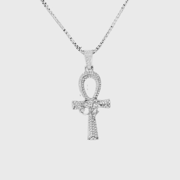 Iced Out Ankh Pendant Chain Necklace