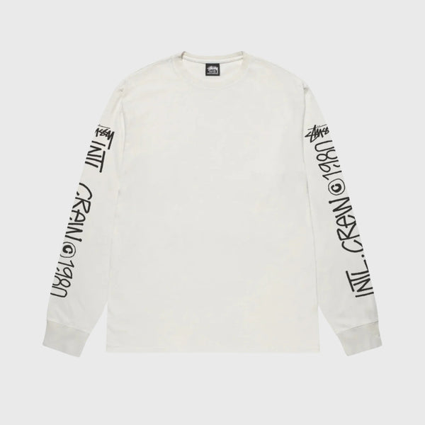 Stussy INTL Crew Longsleeve Tee Pigment Dyed White